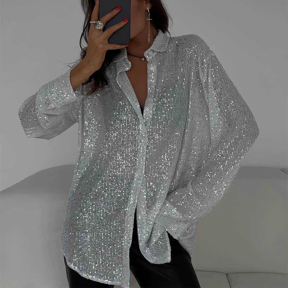 Luminara | Sheer Glitter Blouse