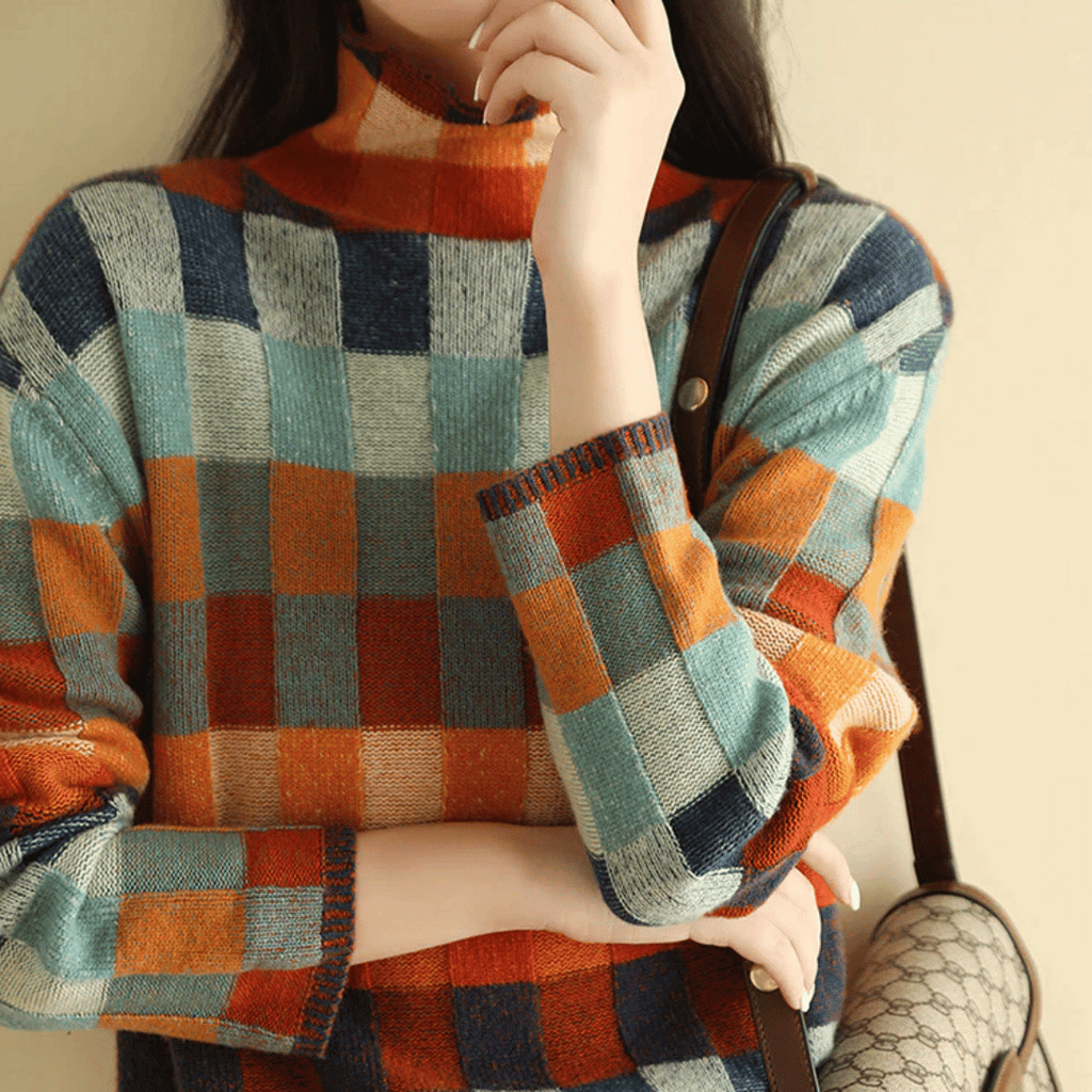 Ravelyn | Cashmere patchwork turtleneck Sweater