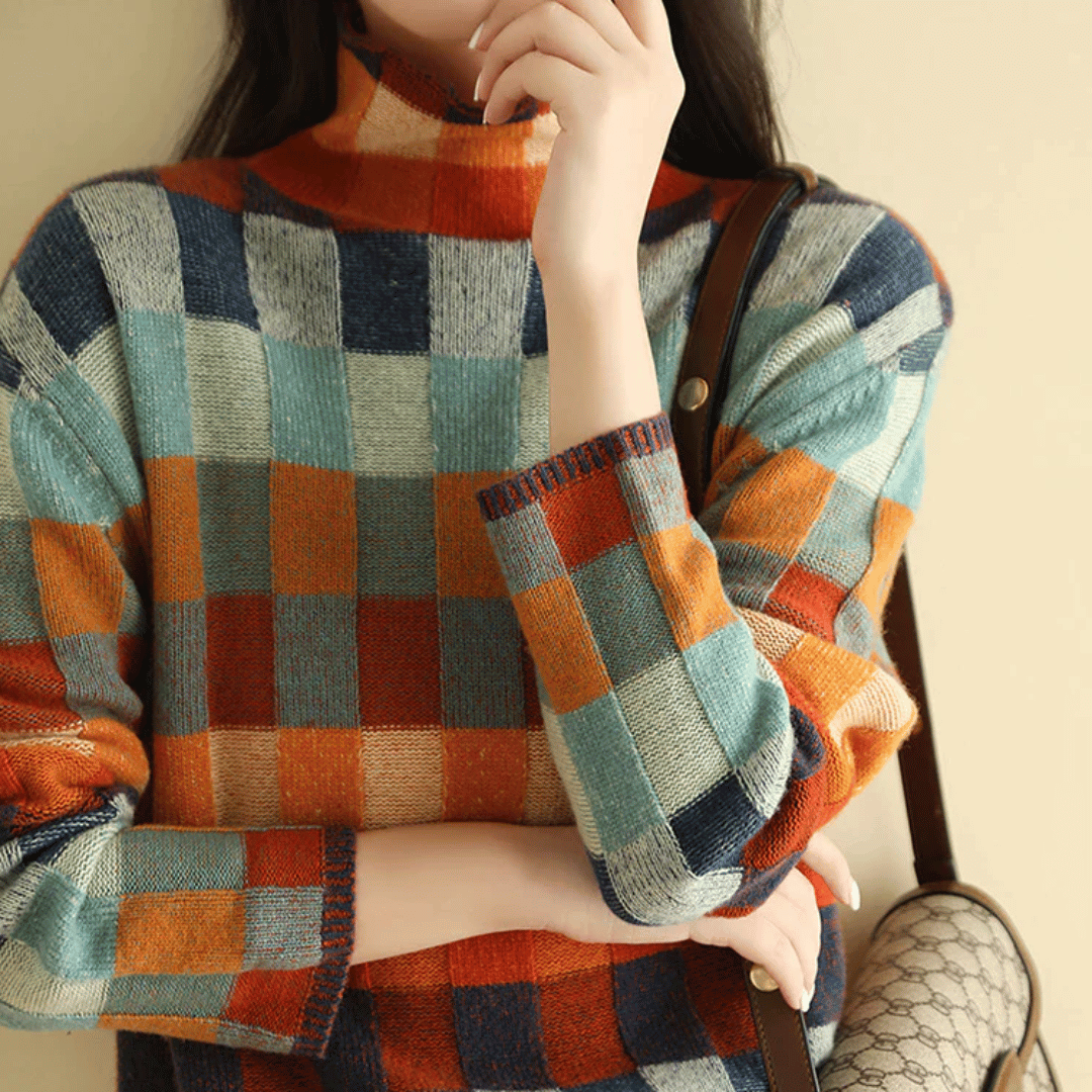 Ravelyn | Cashmere patchwork turtleneck Sweater