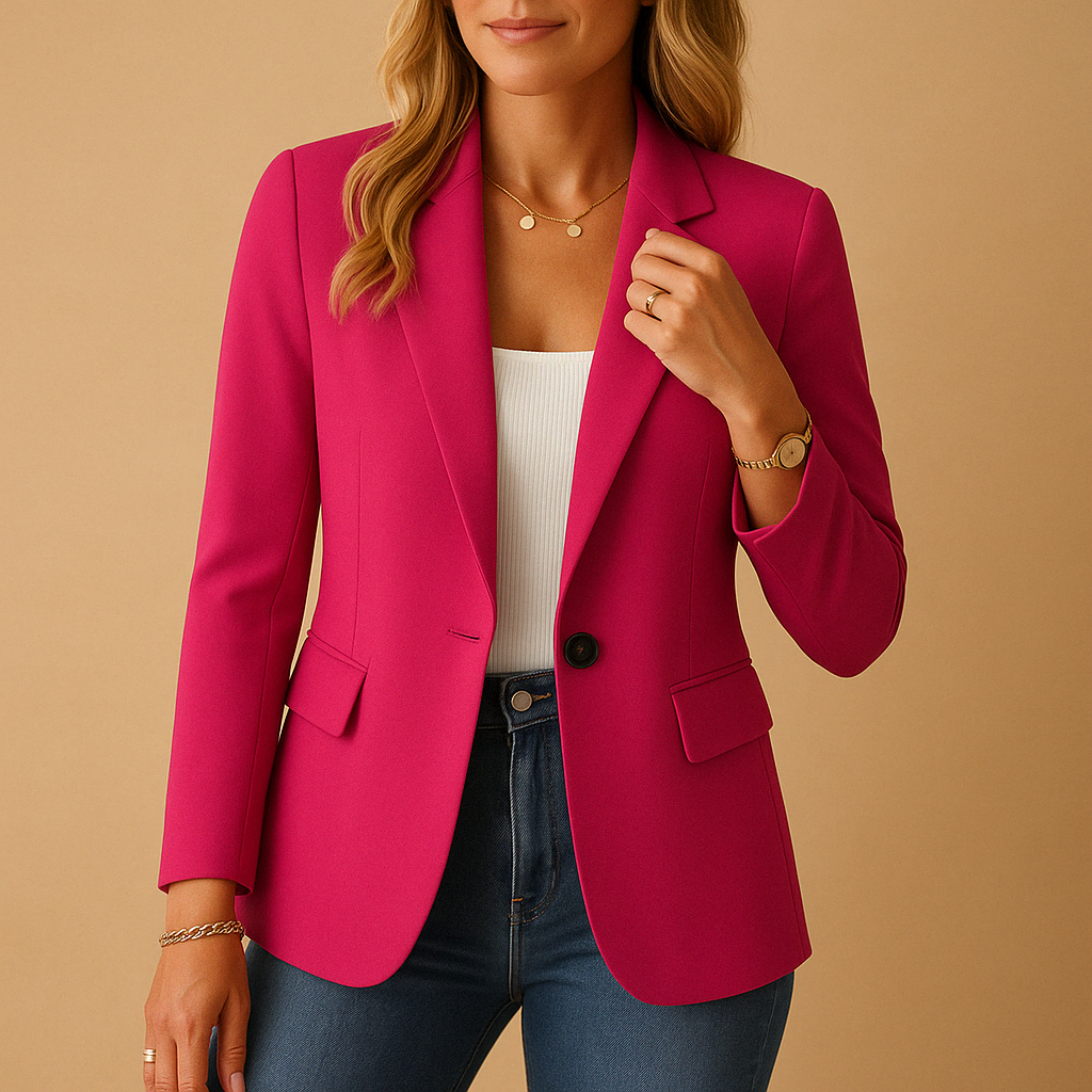 Classic Fitted Blazer with Single Button and Flap Pockets
