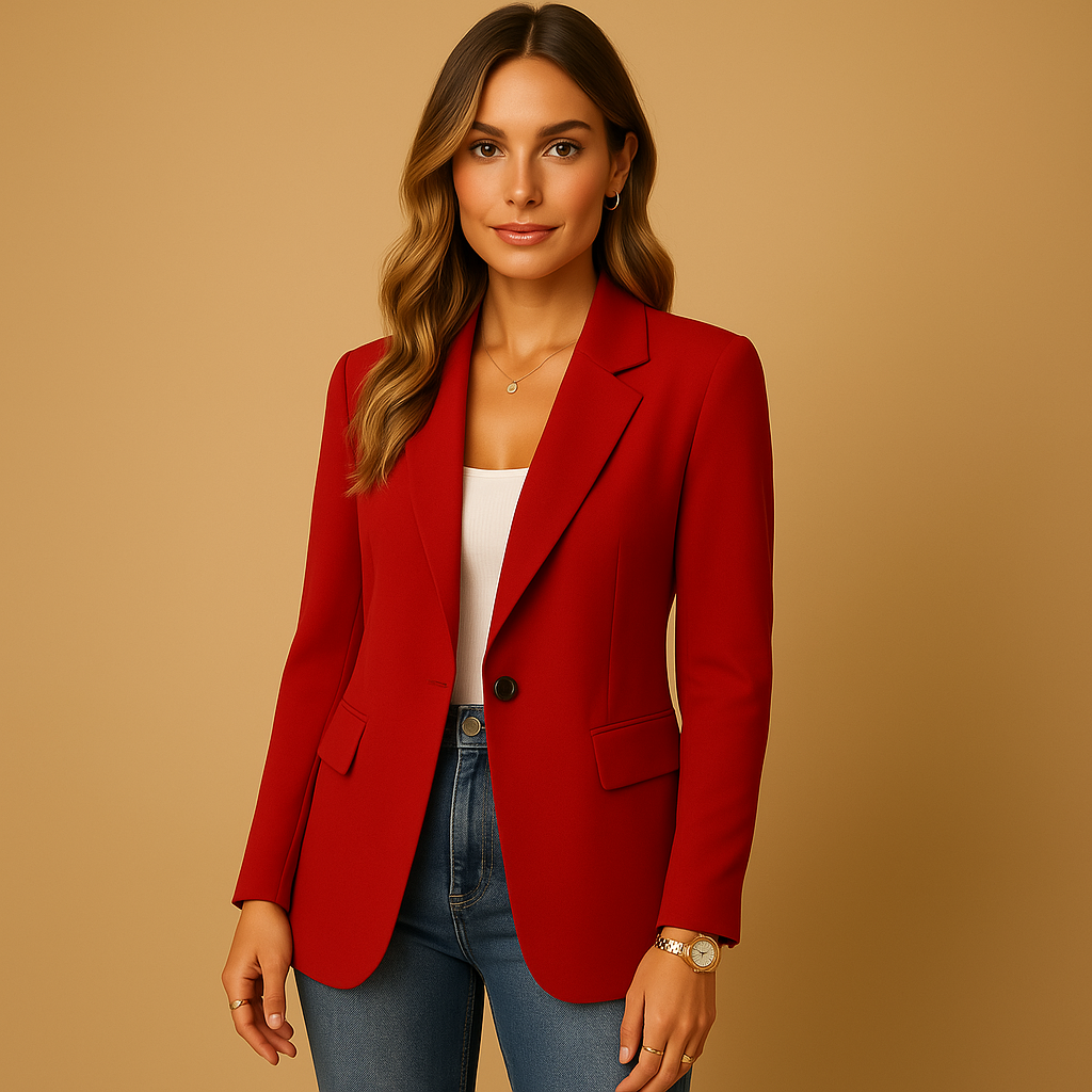 Classic Fitted Blazer with Single Button and Flap Pockets