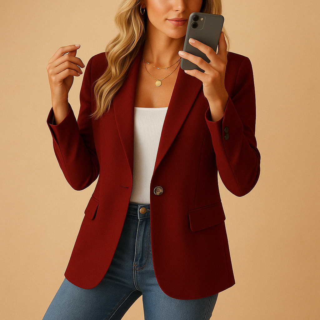 Classic Fitted Blazer with Single Button and Flap Pockets