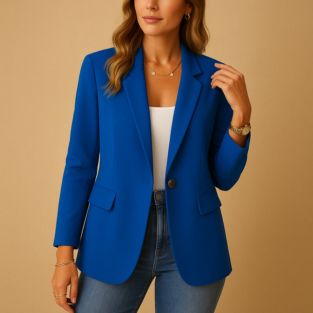 Classic Fitted Blazer with Single Button and Flap Pockets