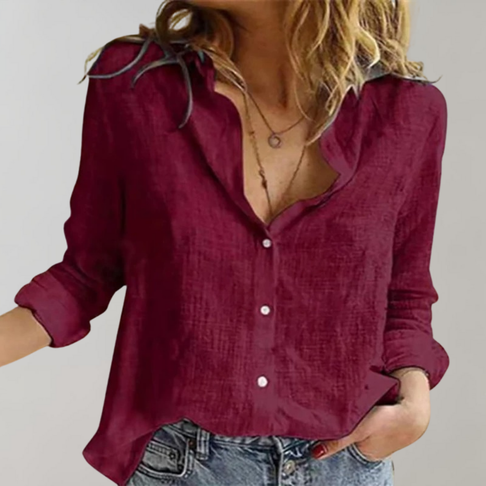 Linen Button-Down Blouse for Women