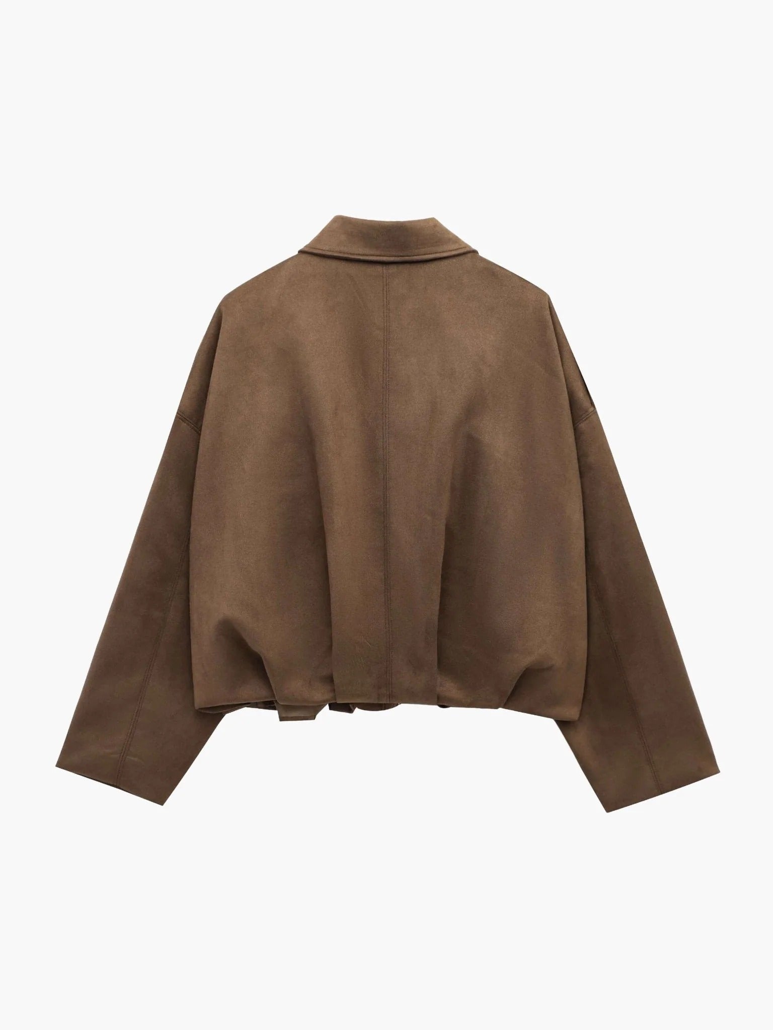 Faux Suede Collared Bomber Jacket for Women