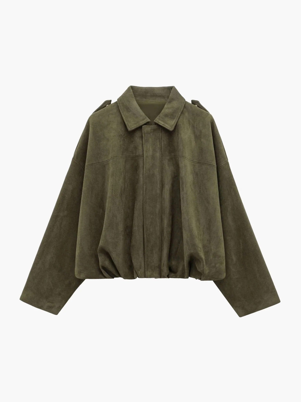Faux Suede Collared Bomber Jacket for Women