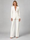 Tailored Blazer and Wide Leg Trousers Set for Women