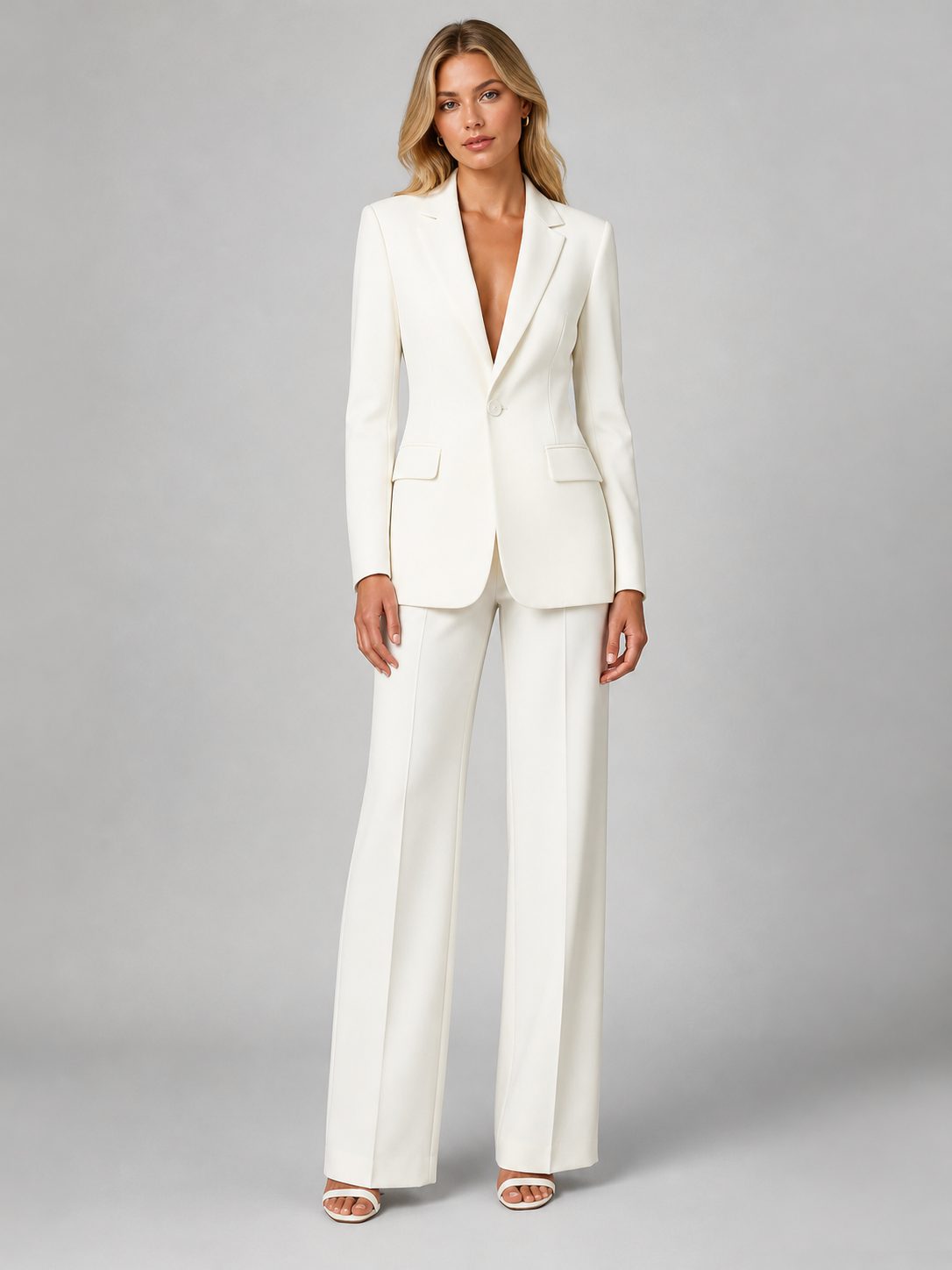 Tailored Blazer and Wide Leg Trousers Set for Women