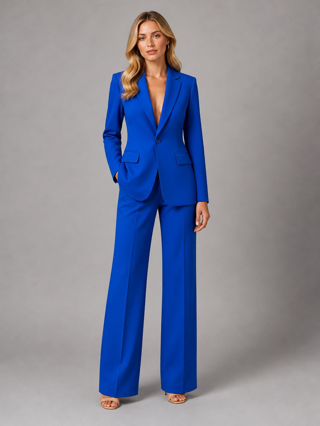 Tailored Blazer and Wide Leg Trousers Set for Women
