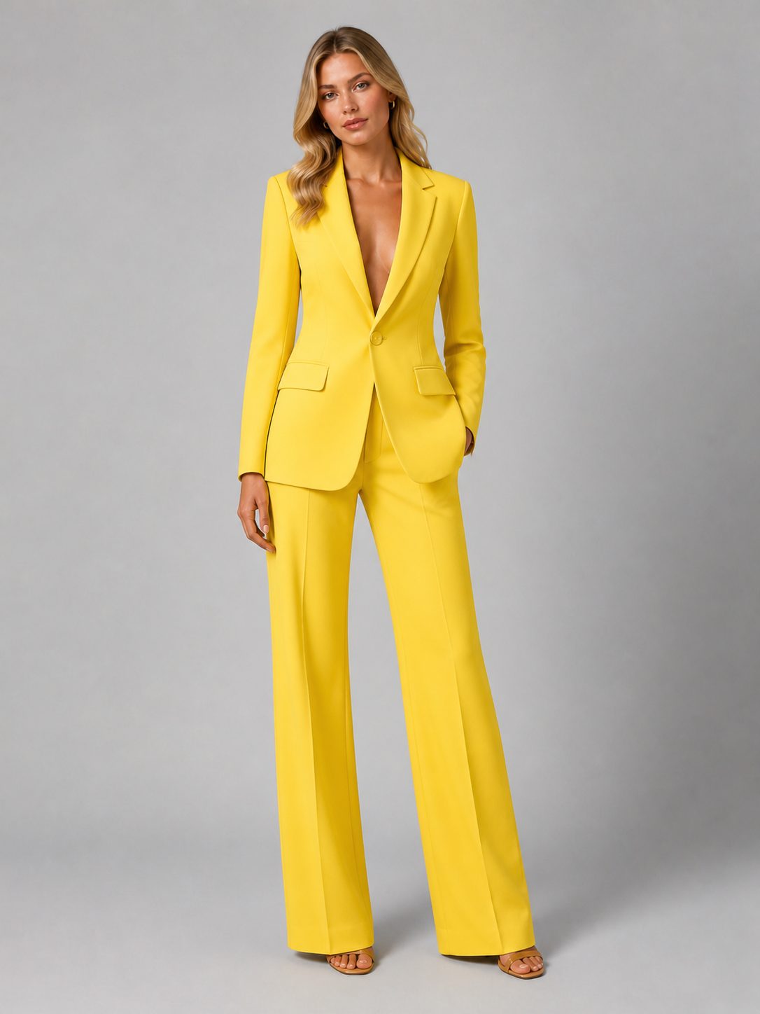 Tailored Blazer and Wide Leg Trousers Set for Women